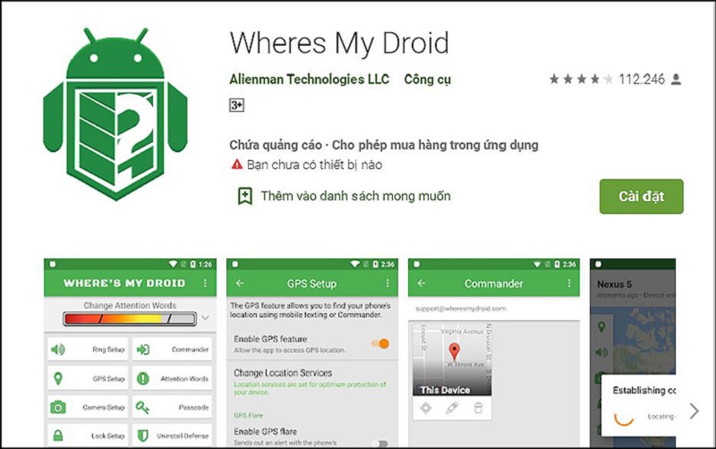 Ứng dụng Wheres My Droid giúp bạn tìm kiếm và thao tác từ xa với điện thoại bị thất lạc